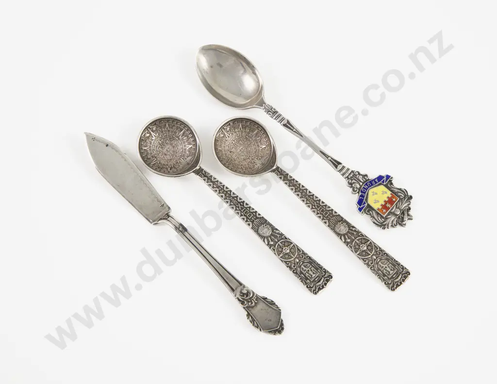 Pair Of Mexican Silver Spoons S/S Souvenir Spoon & Butter Knife Image 1++