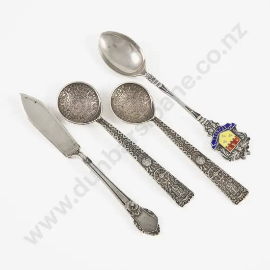 Pair Of Mexican Silver Spoons S/S Souvenir Spoon & Butter Knife