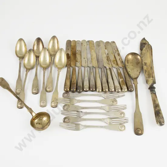 Late C19th 27 Piece S/S Gilt Cutlery Set by M. J. Ruckert of Mainz