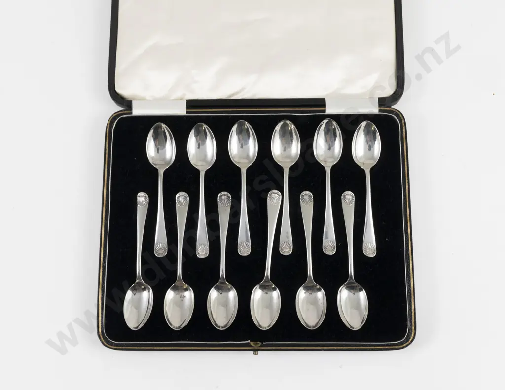 Cased Set Of 12 Geo V S/S Coffee Spoons Image 1++