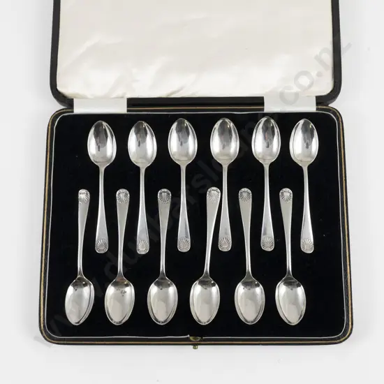 Cased Set Of 12 Geo V S/S Coffee Spoons