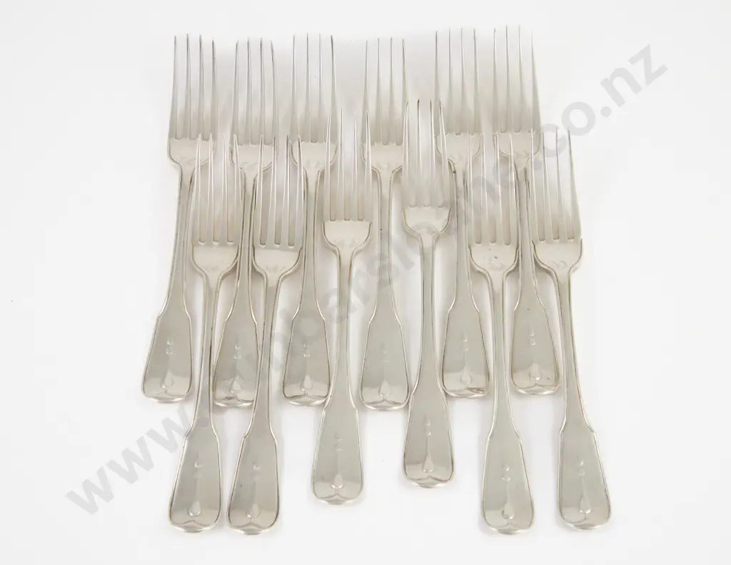 Set Of 12 Geo III S/S Table Forks by William Eley & William Fearn Image 1++