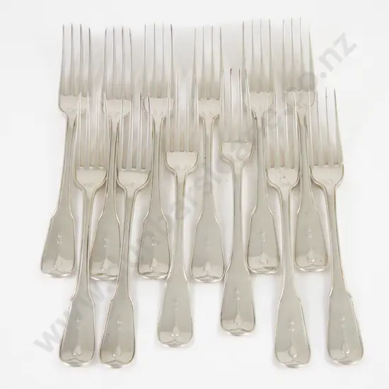 Set Of 12 Geo III S/S Table Forks by William Eley & William Fearn