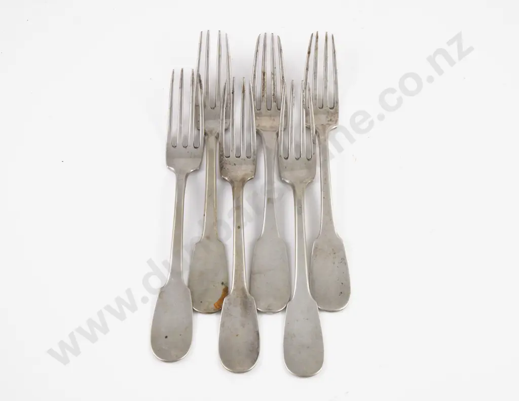 Set Of 6 Late C19th European Silver Table Forks (German?) Image 1++