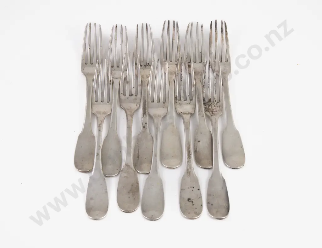 Set Of 11 Late C19th European Silver Table Forks (German?) Image 1++