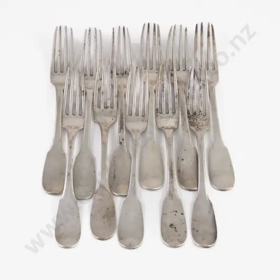 Set Of 11 Late C19th European Silver Table Forks (German?)