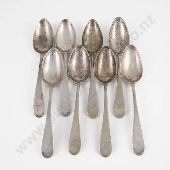 Set Of Late C19th European Silver Tablespoons (German?)