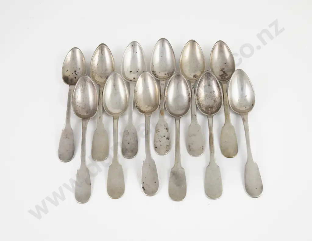 Set Of 12 Late C19th European Silver Tablespoons (German?) Image 1++
