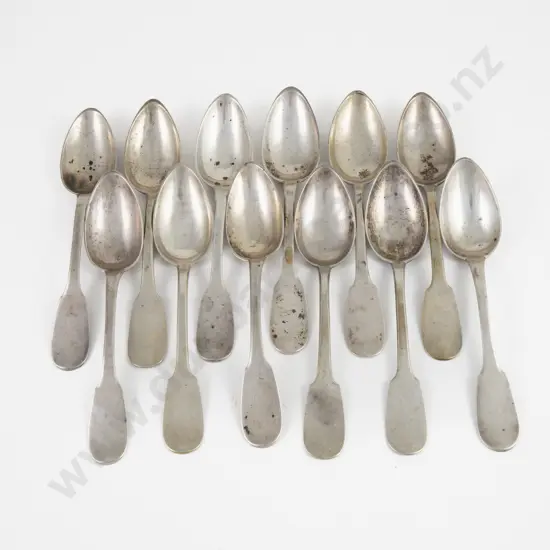 Set Of 12 Late C19th European Silver Tablespoons (German?)