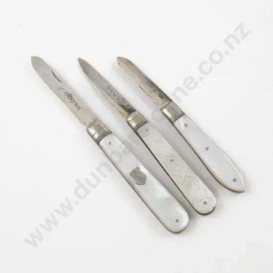 3 S/S Bladed MOP Fruit Knives