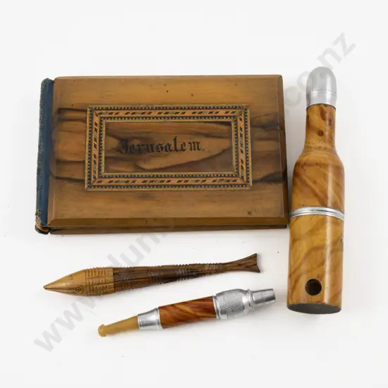 Vintage Olivewood Album Of Pressed Flowers