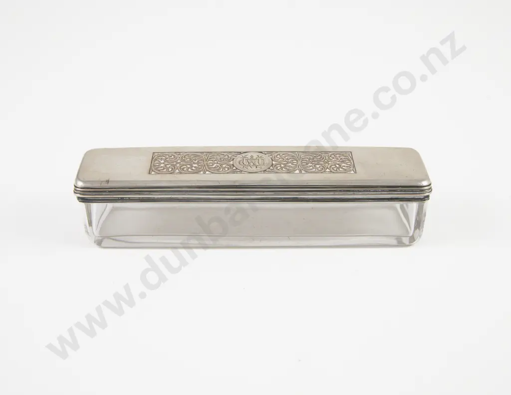 Geo IV S/S Lidded Rectangular Glass Vanity Box Image 1++