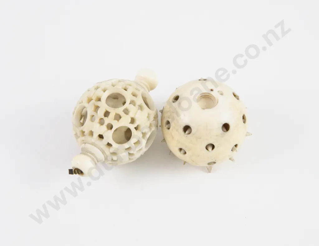 Antique Chinese Ivory Concentric Puzzle Ball & Novelty Sphere (2) Image 1++