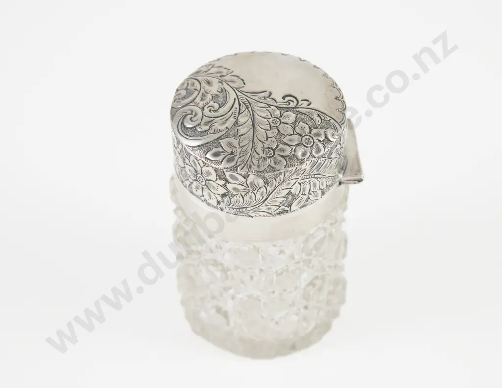 Edw VII S/S & Cut Glass Scent Bottle Image 1++