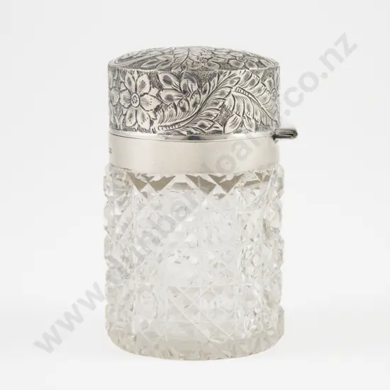 Edw VII S/S & Cut Glass Scent Bottle