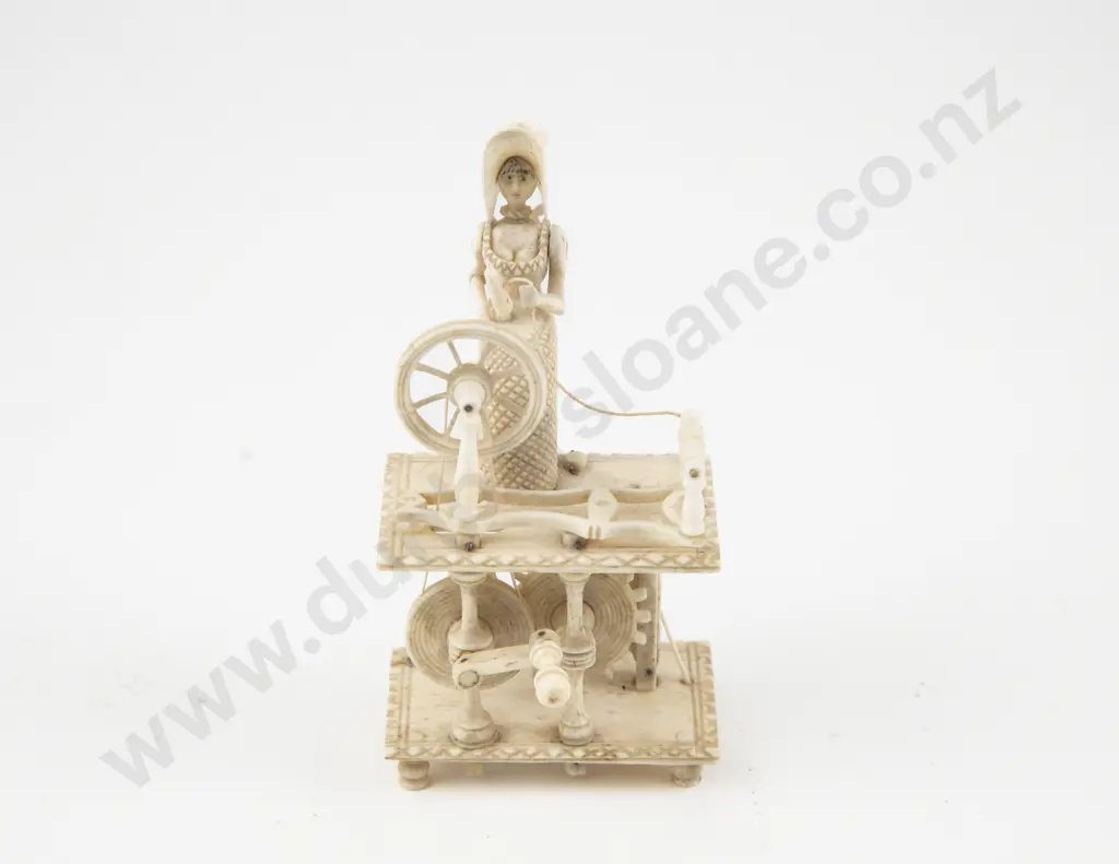 A Rare Napoleonic Prisoner Of War Bone Carved Spinning Jenny Image 1++