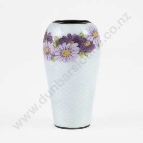 An Attractive Miniature S/S Gilt & Guilloche Enamel Vase