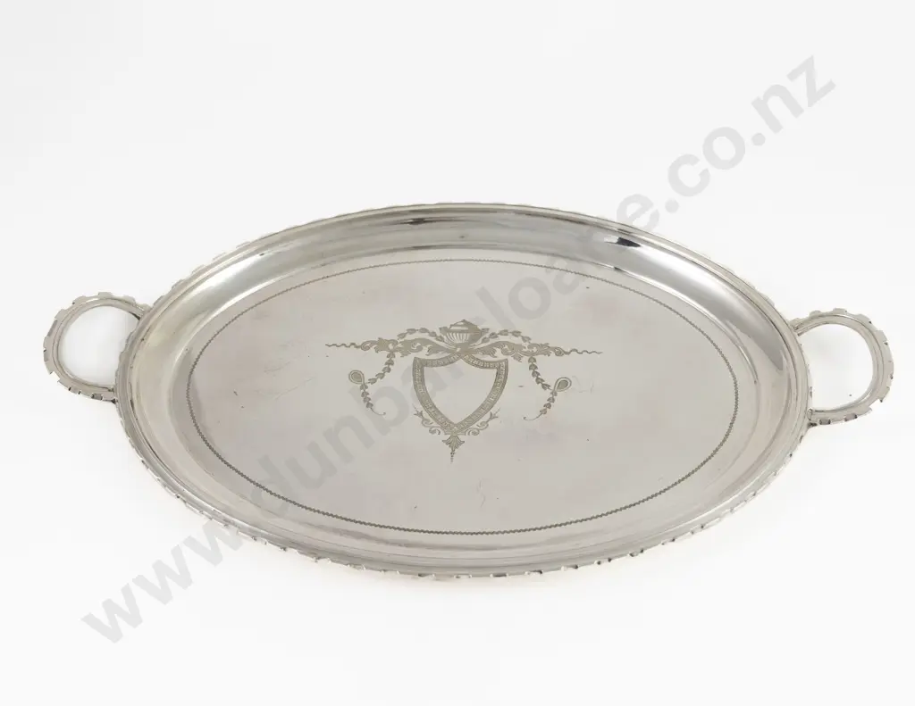 S/P Oval Two Handled Drinks Tray Image 1++