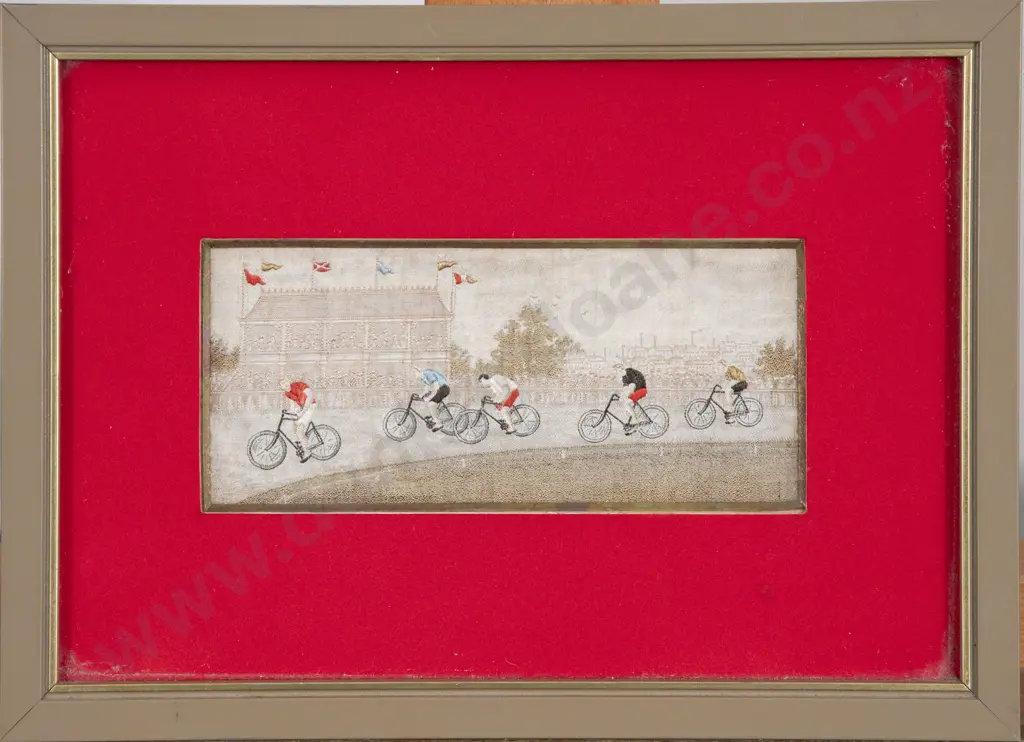 Vict Stevengraph Woven Silk "The Last Lap" Image 1++