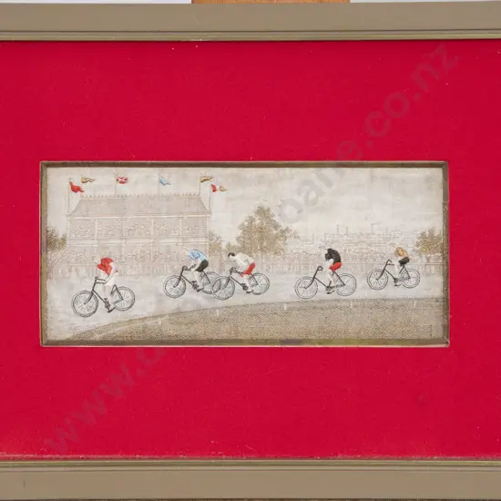 Vict Stevengraph Woven Silk "The Last Lap"