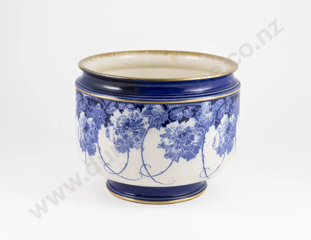 Royal Doulton Art Nouveau "Briar Rose" Pattern Blue & White Jardiniere Image 1++