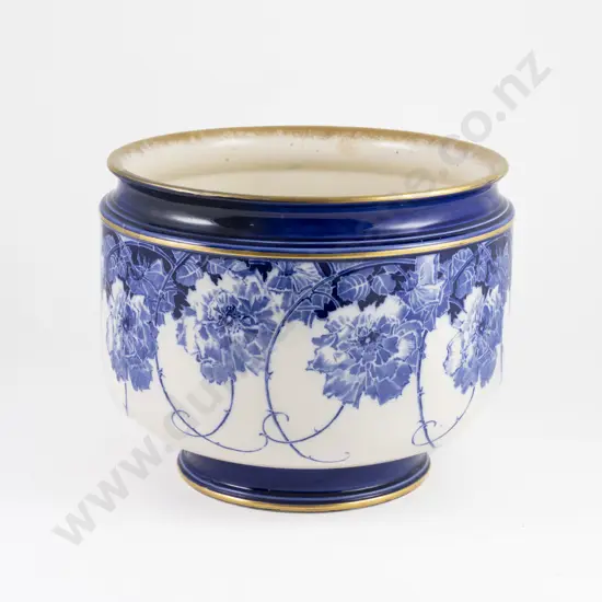 Royal Doulton Art Nouveau "Briar Rose" Pattern Blue & White Jardiniere