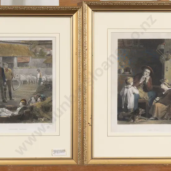 Two Vict Coloured Engravings "Strolling Players" & "The Jew's Harp"