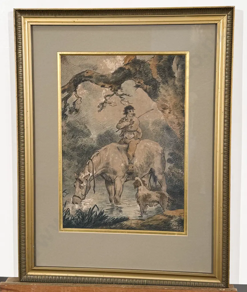 George Moreland (English 1763 - 1804) - Man on Horseback Image 1++