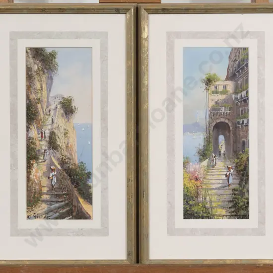 Maria Gianni (1873-1956) A Pair Of Views In The Bay Of Naples
