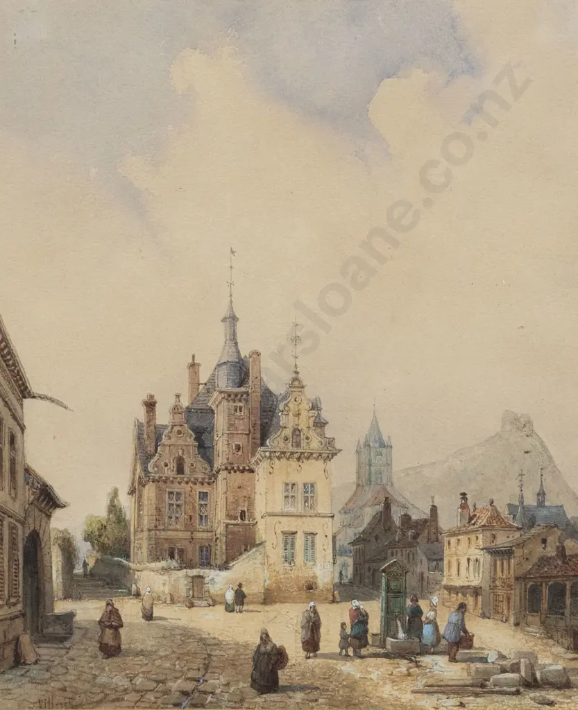 Francois Etienne Villeret (French 1800-1866) A European Townscape Watercolour Image 1++