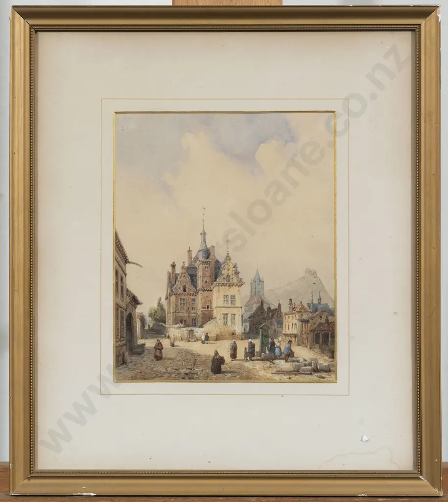 Francois Etienne Villeret (French 1800-1866) A European Townscape Watercolour Image 1++