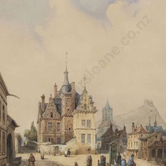 Francois Etienne Villeret (French 1800-1866) A European Townscape Watercolour