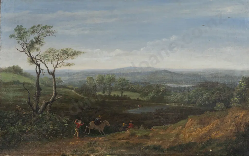 Victorian Pastoral Landscape with Figures on Horseback Image 1++