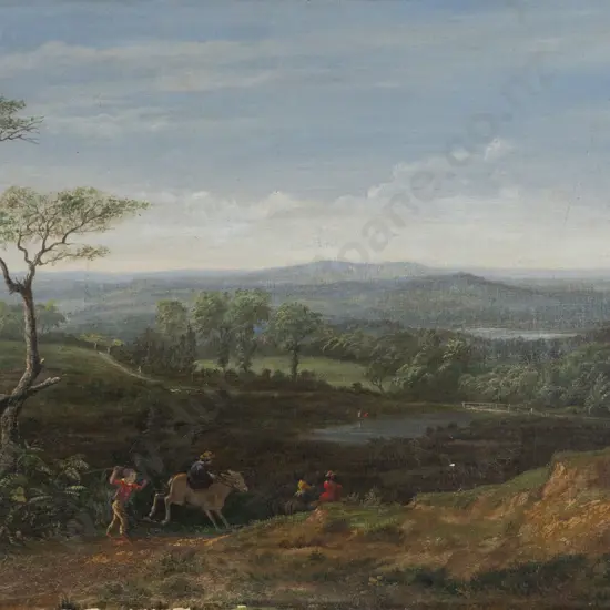 Victorian Pastoral Landscape with Figures on Horseback