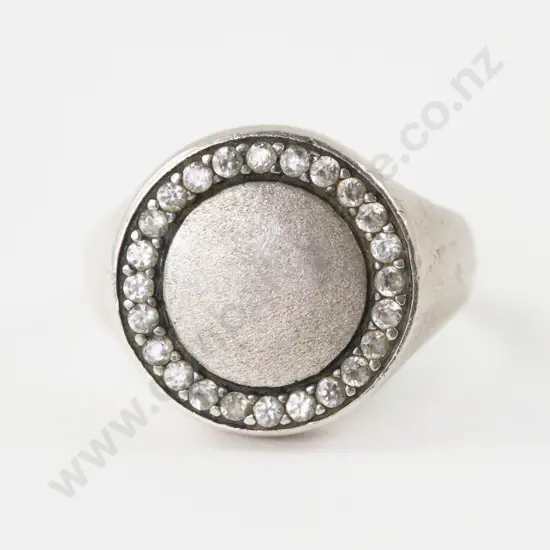 S/S 24Stone Cubic Zirconia Signet Ring