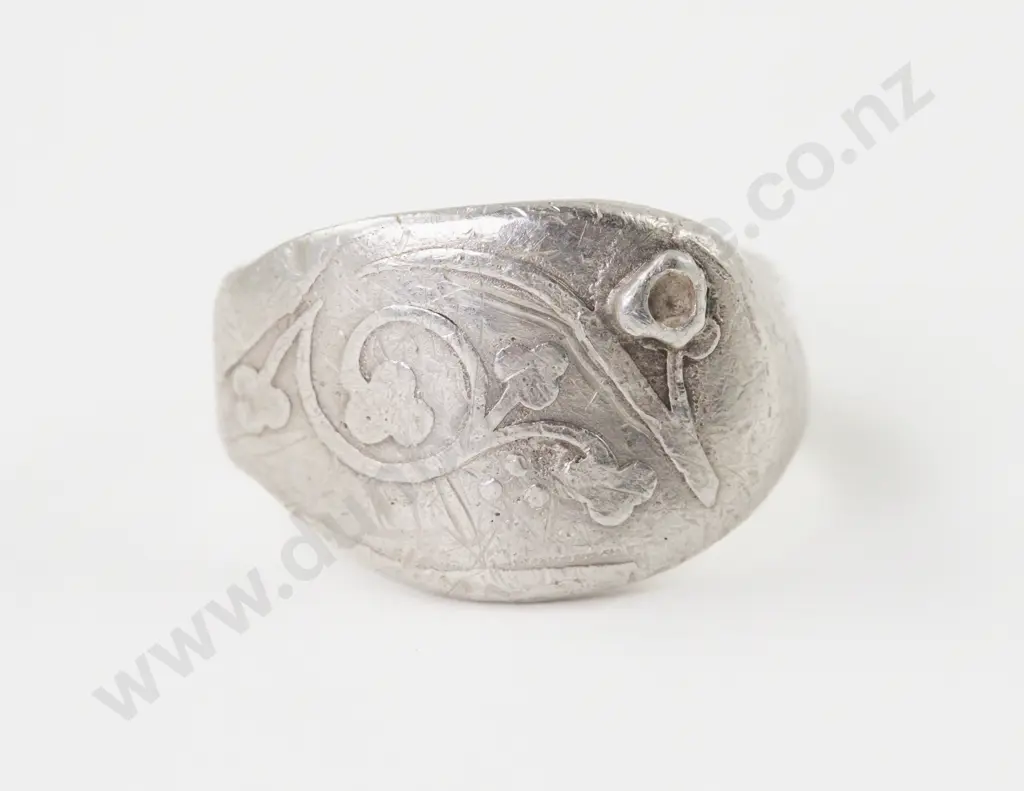 S/S Engraved Signet Style Ring Image 1++