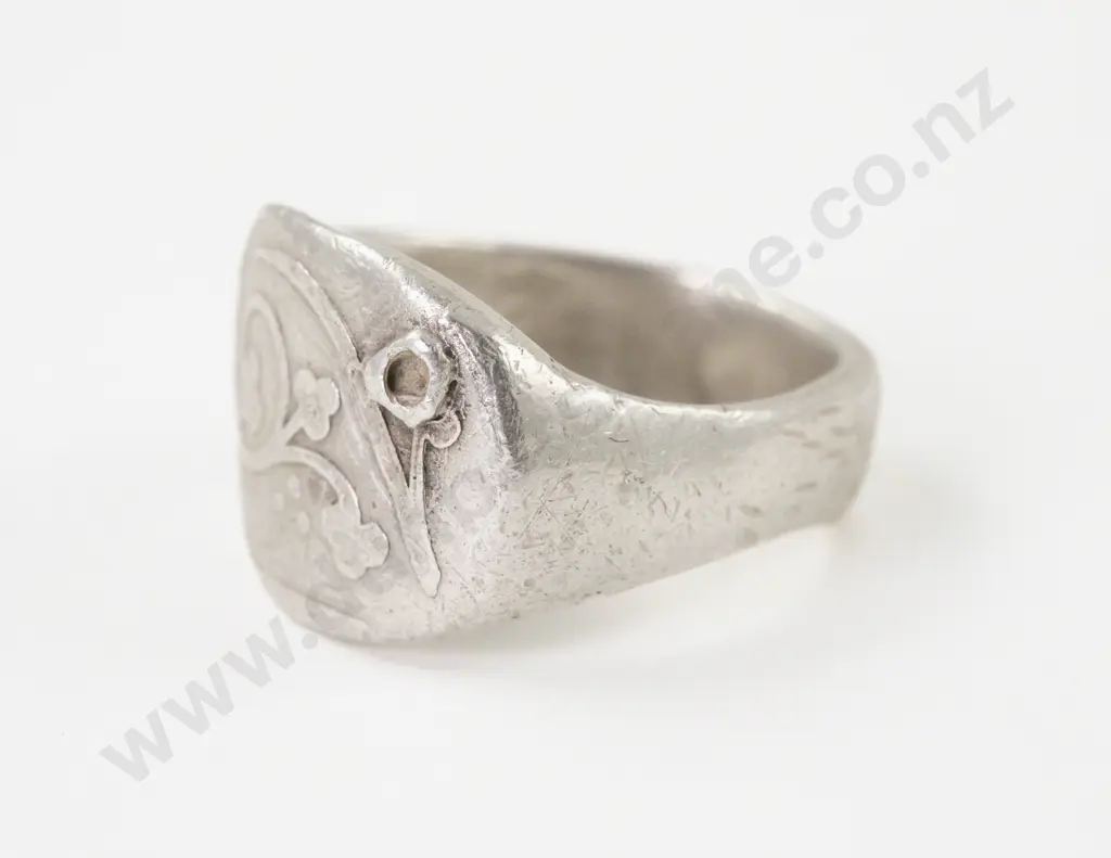 S/S Engraved Signet Style Ring Image 1++