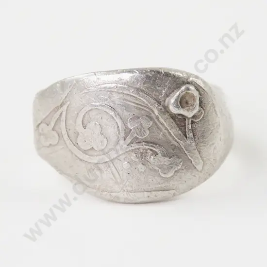 S/S Engraved Signet Style Ring