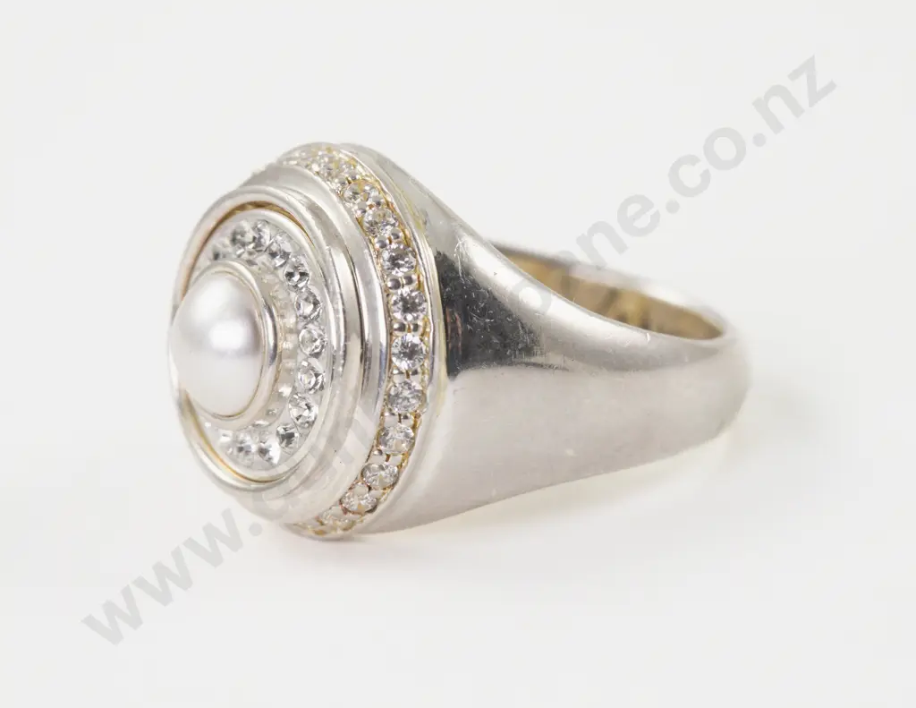 Kameleon S/S Cubic Zirconia and Imitation Pearl Dress Ring Image 1++
