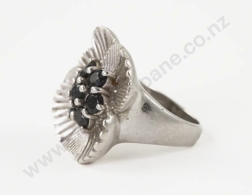 S/S Seven Stone Gem Set Floral Dress Ring Image 1++
