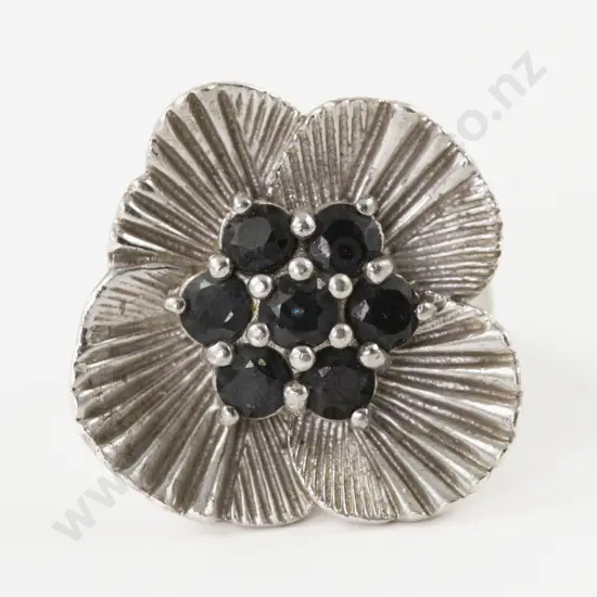 S/S Seven Stone Gem Set Floral Dress Ring