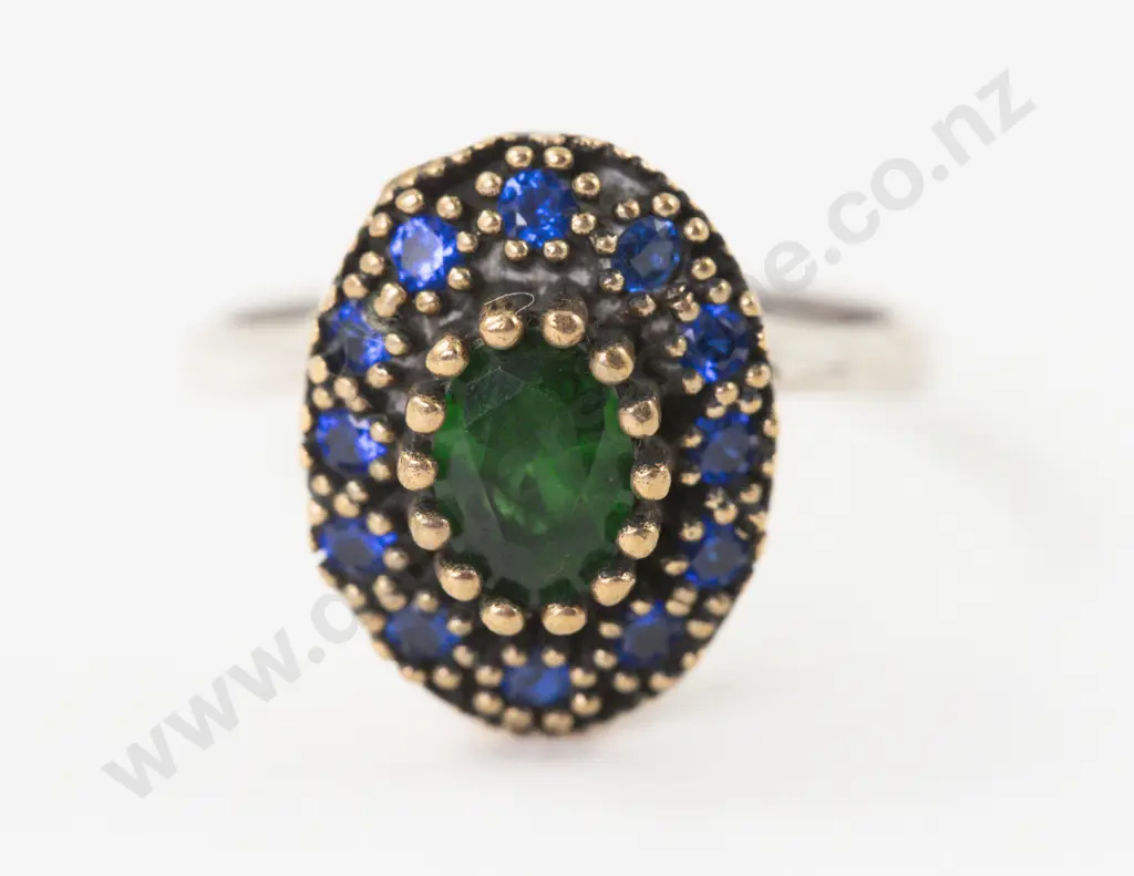 S/S Gem Set Cluster Ring Image 1++