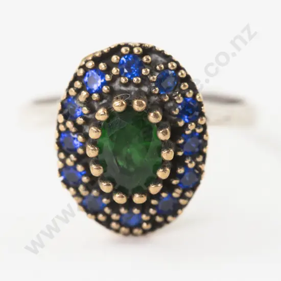 S/S Gem Set Cluster Ring