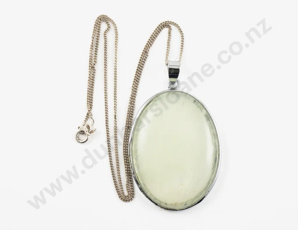 18ct White Gold Plated Single Stone Rutile Quartz Pendant on S/S Neck Chain Image 1++