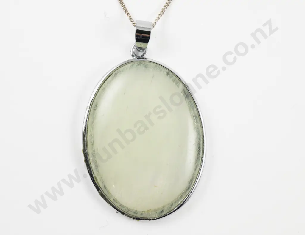 18ct White Gold Plated Single Stone Rutile Quartz Pendant on S/S Neck Chain Image 1++