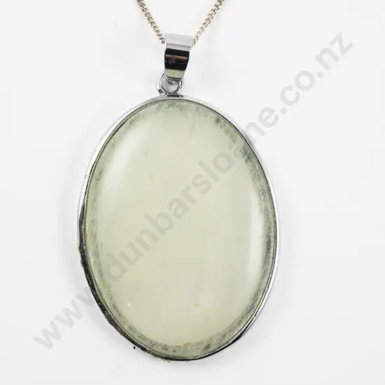 18ct White Gold Plated Single Stone Rutile Quartz Pendant on S/S Neck Chain