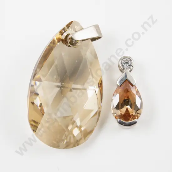 Two S/S Mounted Crystal Pendants