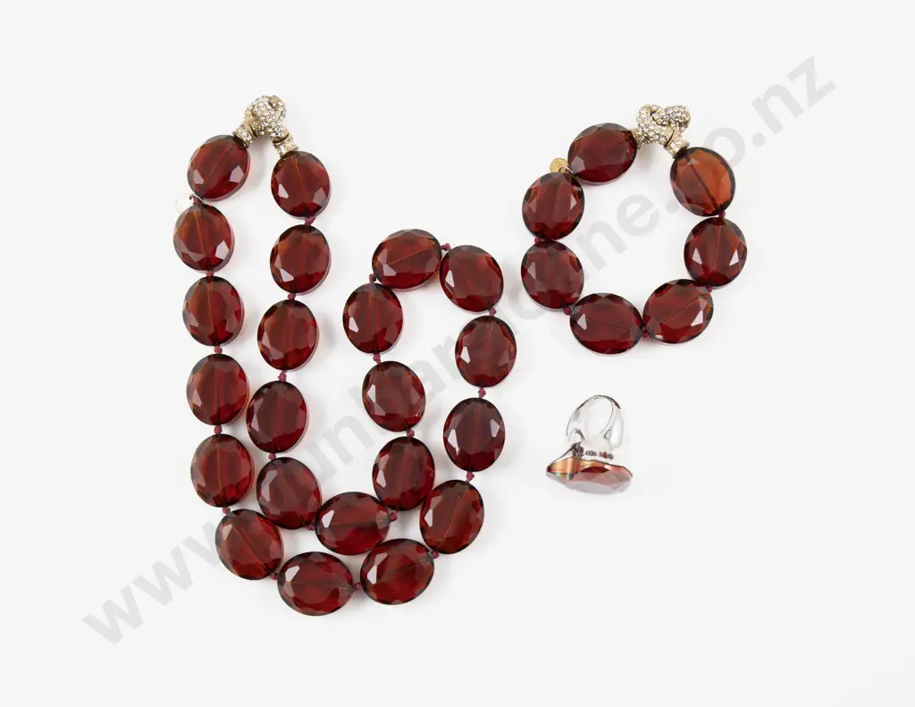 Glass Bead Necklace Bracelet and Ring Suite Image 1++