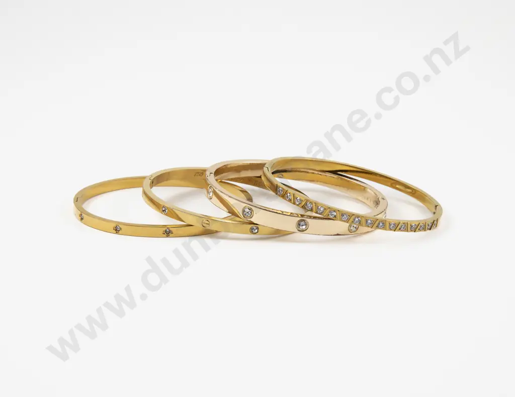 Cartier Style Gold Plated Hinged Snap Bangle and Three Others Image 1++