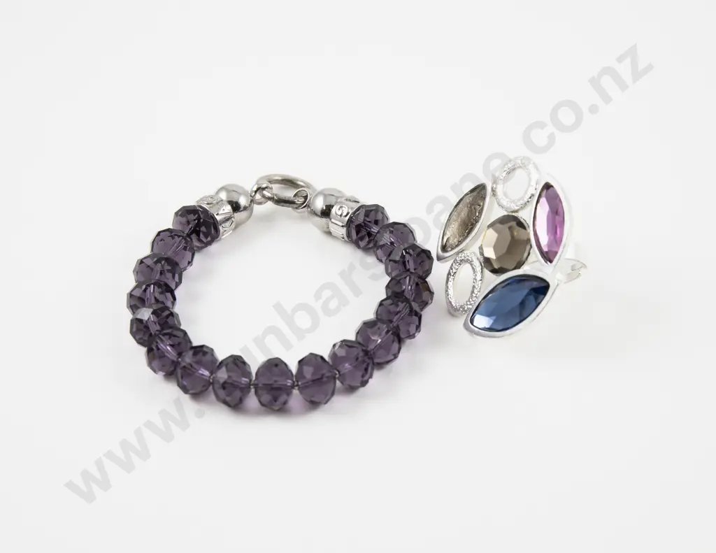 Kagi Crystal Bead Bracelet with Dolce Vita Gem Set Dress Ring Image 1++